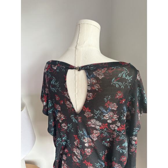 Free People Dock Street Black Floral Ruffle Blouse Womens Small - Picture 7 of 8